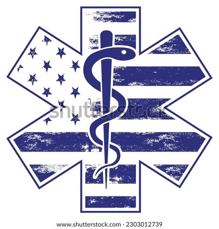 American Flag and paramedic , EMT logo vector file