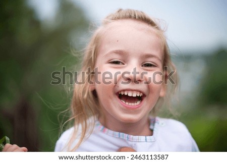 Similar – Image, Stock Photo Boy laughs in summer