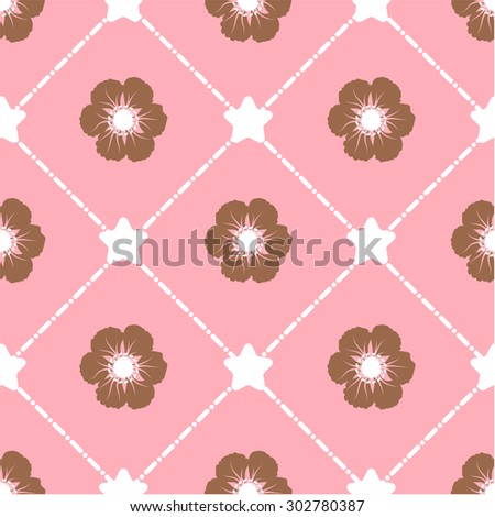 Seamless vector flower pattern on pink background,pink background with a small table and a cute flower pattern.Decorative background flower,Table cloth pattern with flower theme