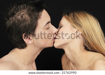 Couple in love kissing each other