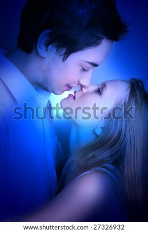 couple in love..kissing at each other