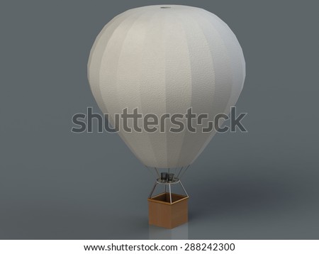 big balloon on a gas burner with a wooden basket isolated on a gray background