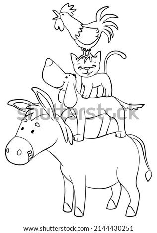 Town musicians of Bremen. Element for coloring page. Cartoon style.