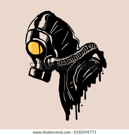 Gas mask in graffiti style vector Illustration.