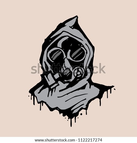 Gas mask in graffiti style vector Illustration.