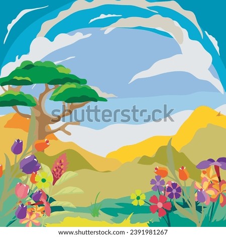 Spring valley vector illustration background