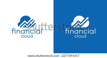 cloud and arrow grow financial logo design icon vector illustration