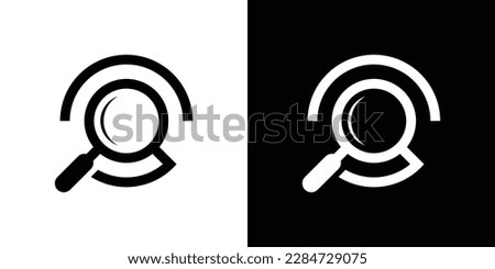 people design and magnifying glass logo abstract icon vector illustration