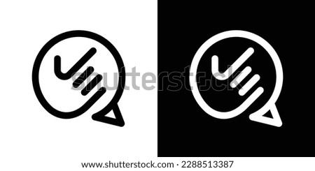 logo design check,hand and chat line icon vector illustration