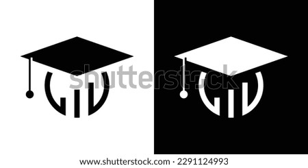 graduation cap and graphic financial logo design icon vector illustration