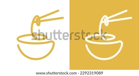 noodle and bowl logo design line icon vector illustration