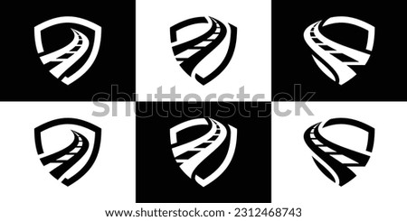 logo design road and shield icon vector illustration