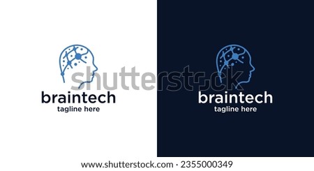 human head logo design combined with technology on the brain and made in a modern style