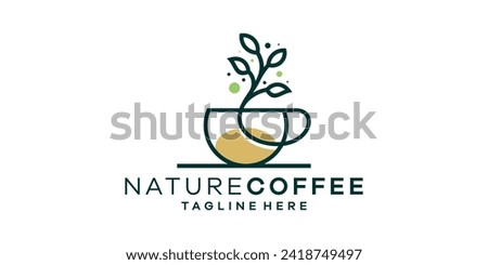 logo design combining plant shapes with coffee. logo design nature coffee.