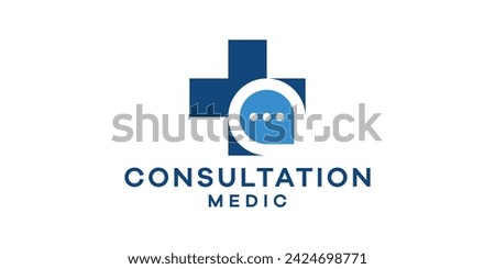 combination of speech bubble shape logo design with plus sign for health consultation logo.