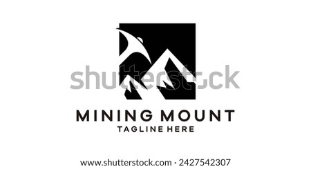 logo design combination of mining equipment with mountains, logo design template symbol ideas.
