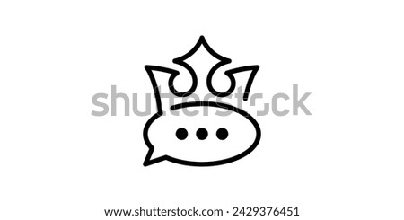 logo design combination of crown shape with chat, minimalist line logo design, creative idea icon template.