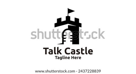 Talk Castle logo design, combination of microphone and castle, logo design template, symbol, icon, creative idea.