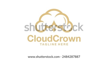 logo design cloud and king, crown, kingdom, upload, network. logo design template icon, vector, symbol, creative, idea.