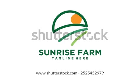 logo design farm, sun, agricultural nature, organic, landscape, logo design vector, symbol, idea, creative.