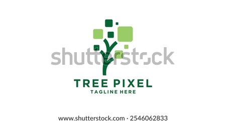 logo design tree technology, pixel, digital, logo design vector, symbol, icon, idea, creative.