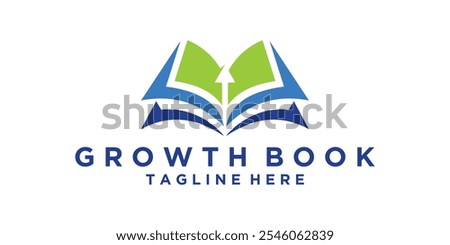 education logo design, combination of books and arrows, growth, financial, up,, logo design vector, symbol, icon, idea, creative.