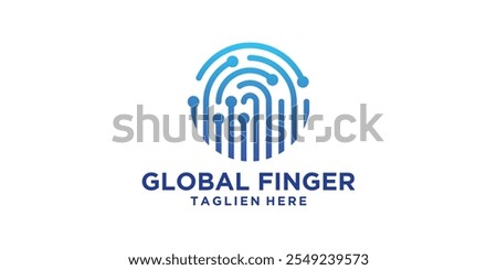 logo design combination global and fingerprint,protection,safe,shield,technology,modern,symbol,icon,vector,idea,creative.