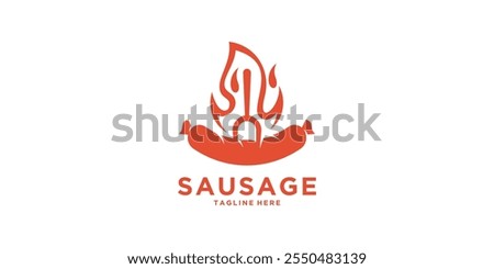 logo design sausage, grilled, hot, food, symbol, icon, vector, idea, creative.