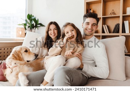 Image, Stock Photo Mother and cute little son hugging outdoors