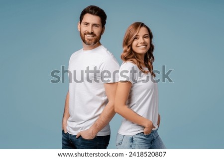 Similar – Image, Stock Photo Woman smiling to camera while holding a fresh summer drink on a garden and covering his face with the drink, summer holidays concept