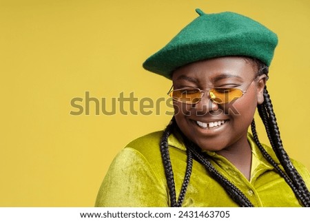 Image, Stock Photo Stylish woman in eyeglasses in library