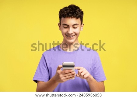 Similar – Image, Stock Photo Boy on mobile phone