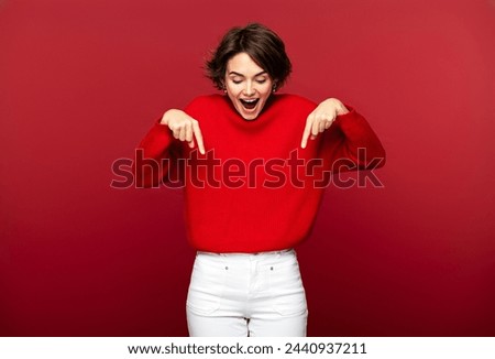 Similar – Image, Stock Photo Woman looking out of window in rain