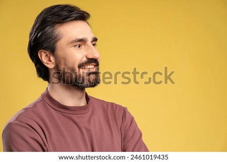 Similar – Image, Stock Photo caucasian man with beard, dressed in black leather jacket