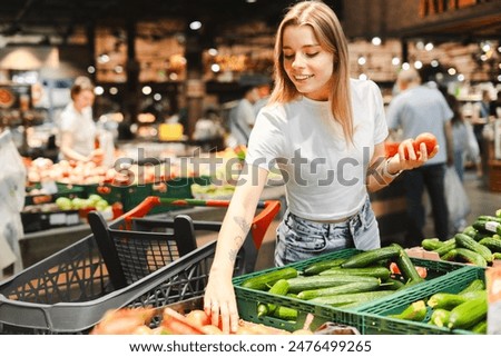 Image, Stock Photo Woman shopping on vegetable market