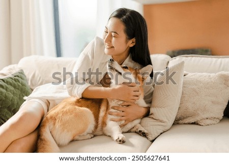 Similar – Image, Stock Photo Portrait of young asian woman looking away