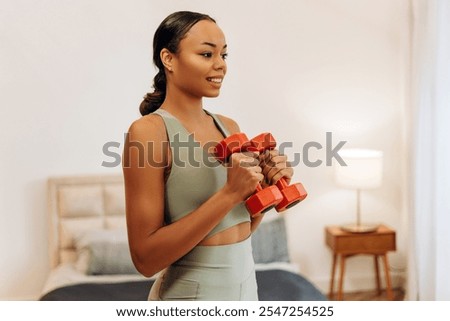 Similar – Image, Stock Photo Happy African American sportswoman with bottle of water