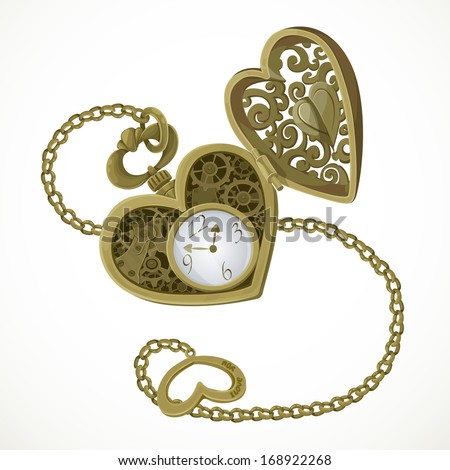 Pocket watch in the form of heart with an engraving I love you