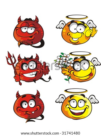 Angels And Devils Set Of Batch Smiles Stock Vector Illustration ...