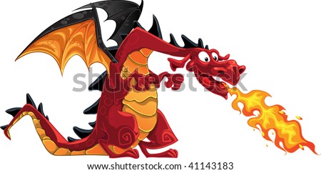 Vector Fabulous Magical Red Fire-Spitting Dragon - 41143183 : Shutterstock