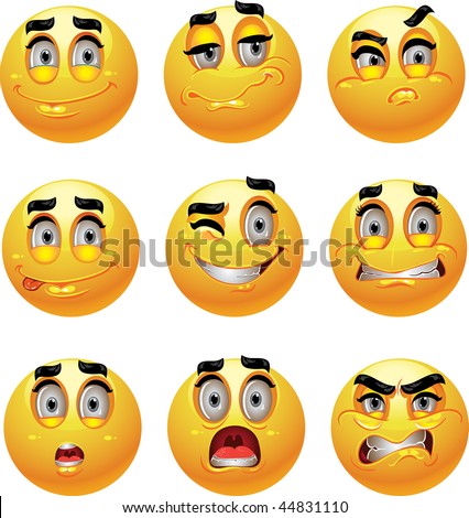 Set Of Batch From 9 Emotion Smiles Stock Vector Illustration 44831110 ...