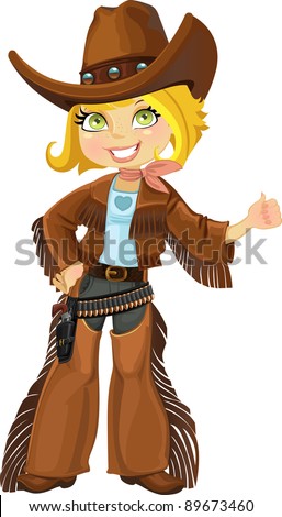 Cowgirl With Revolver Stock Vector Illustration 89673460 : Shutterstock