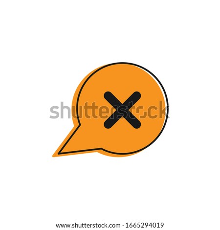 Speech bubble with close, reject vector icon