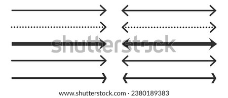 Straight long, long double arrow vector icon set