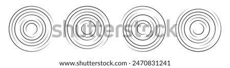 Concentric ripple circle vector icon. Radial signal, sonar wave, soundwave icon