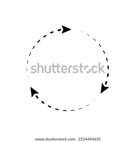 Circular, round dash line, thin arrow icon