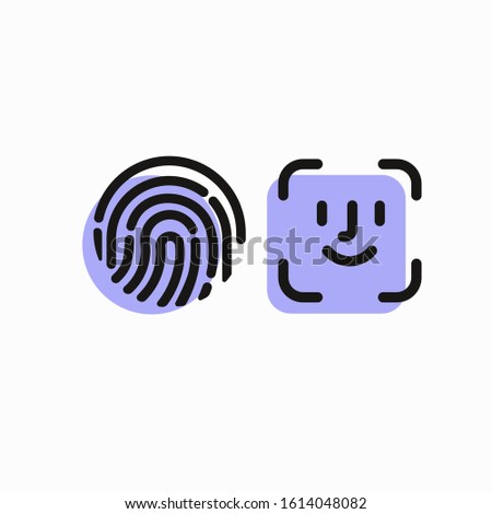 face id icon for approving the face password, identification icon. Facial recognition scan. Face Security process