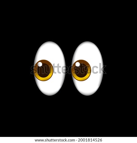 two eyes emoji. mysterious funny eyes. isolated in black background vector illustration