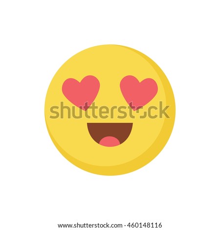 smile in love emoticon d icon hearts eyes emoji face design flat art image