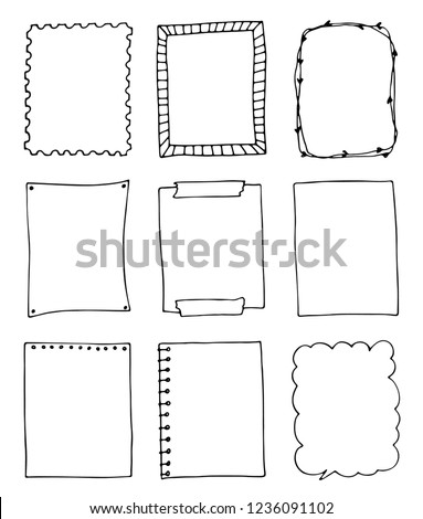 set of hand-drawn doodle frames